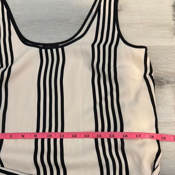 Ann Taylor NWOT Black & Cream lined Stripes Sleeveless Sheath Dress with belt. - Picture 5 of 7